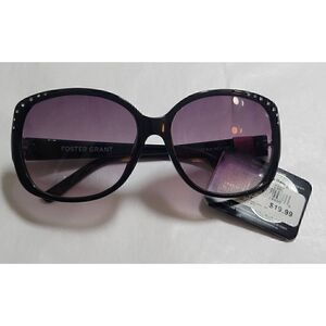 Foster Grant Oversized Black Sunglasses with Crystal Details Maxblock Scratch Re